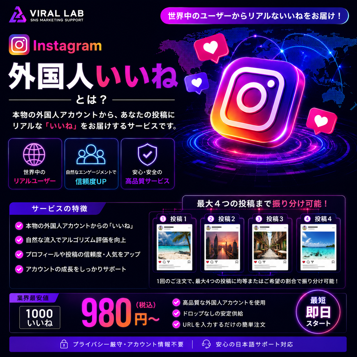 Instagram 外国人いいね拡散支援 - 画像 (3)